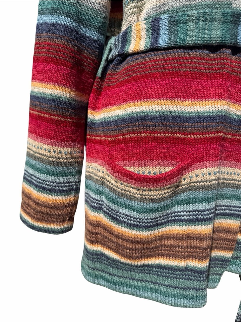 Vintage Ralph Lauren Hand Knit Linen Cotton Belted Sweater Southwestern Santa Fe - Picture 8 of 16